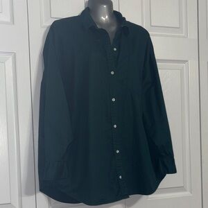 Old Navy Women's, The Boyfriend, Dark Green Button Down Shirt, Lg